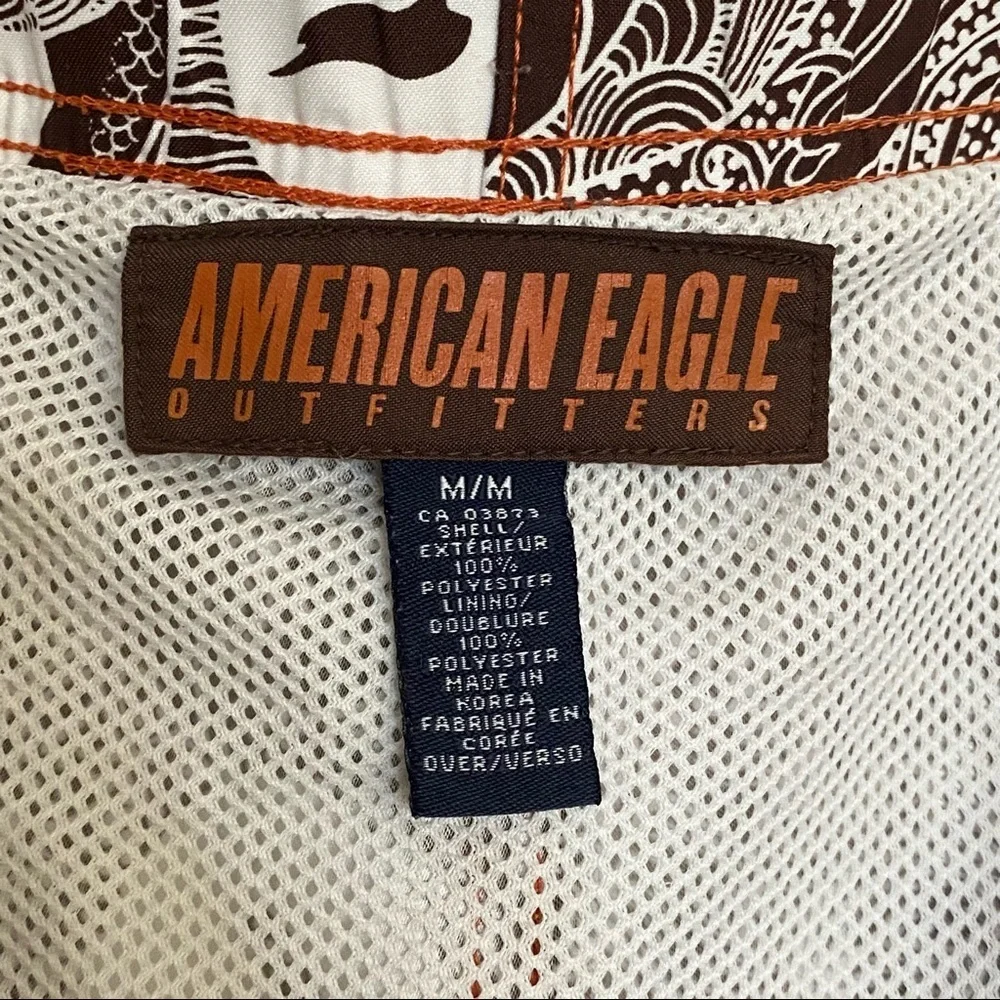 American Eagle Men's Brown Printed Trunks
